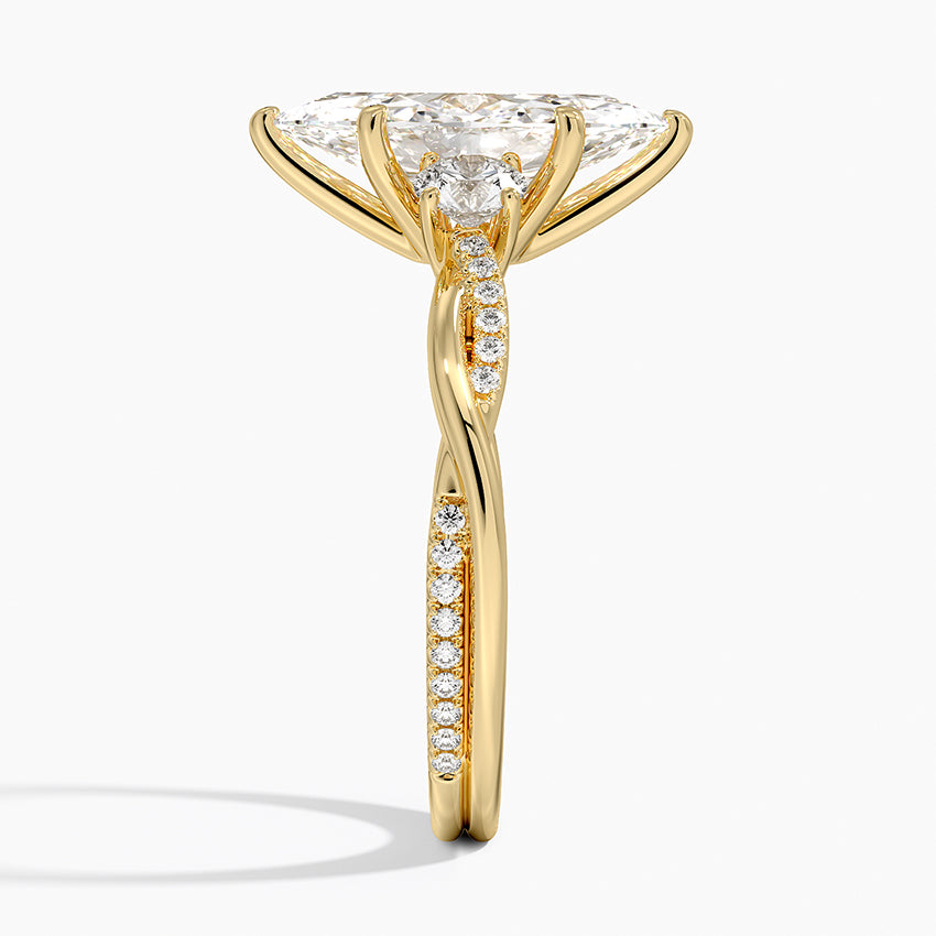 Three Stone Vine Moissanite Engagement Ring-VOOGME