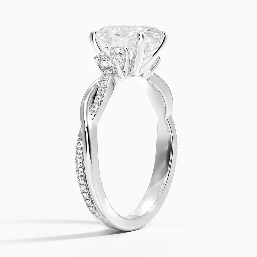 Three Stone Vine Moissanite Engagement Ring-VOOGME