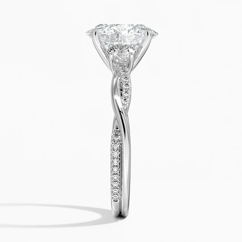 Three Stone Vine Moissanite Engagement Ring-VOOGME