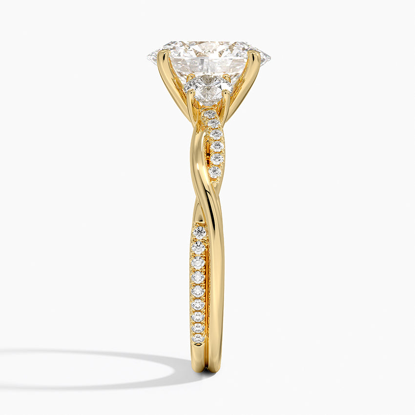 Three Stone Vine Moissanite Engagement Ring-VOOGME