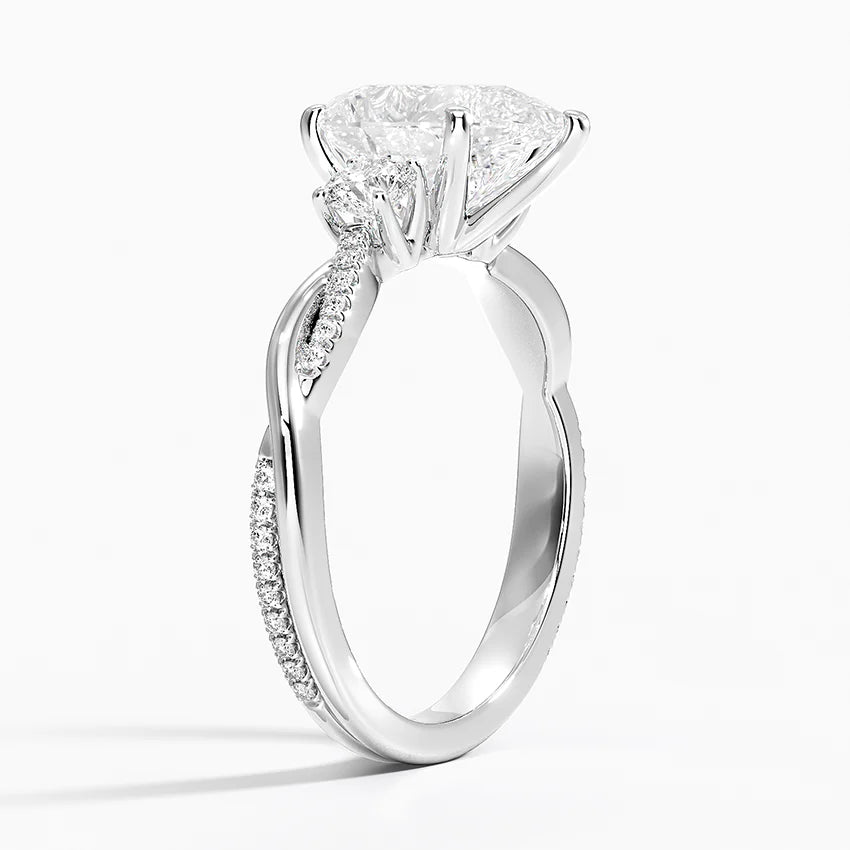 Three Stone Vine Moissanite Engagement Ring-VOOGME