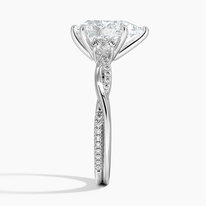 Three Stone Vine Moissanite Engagement Ring-VOOGME