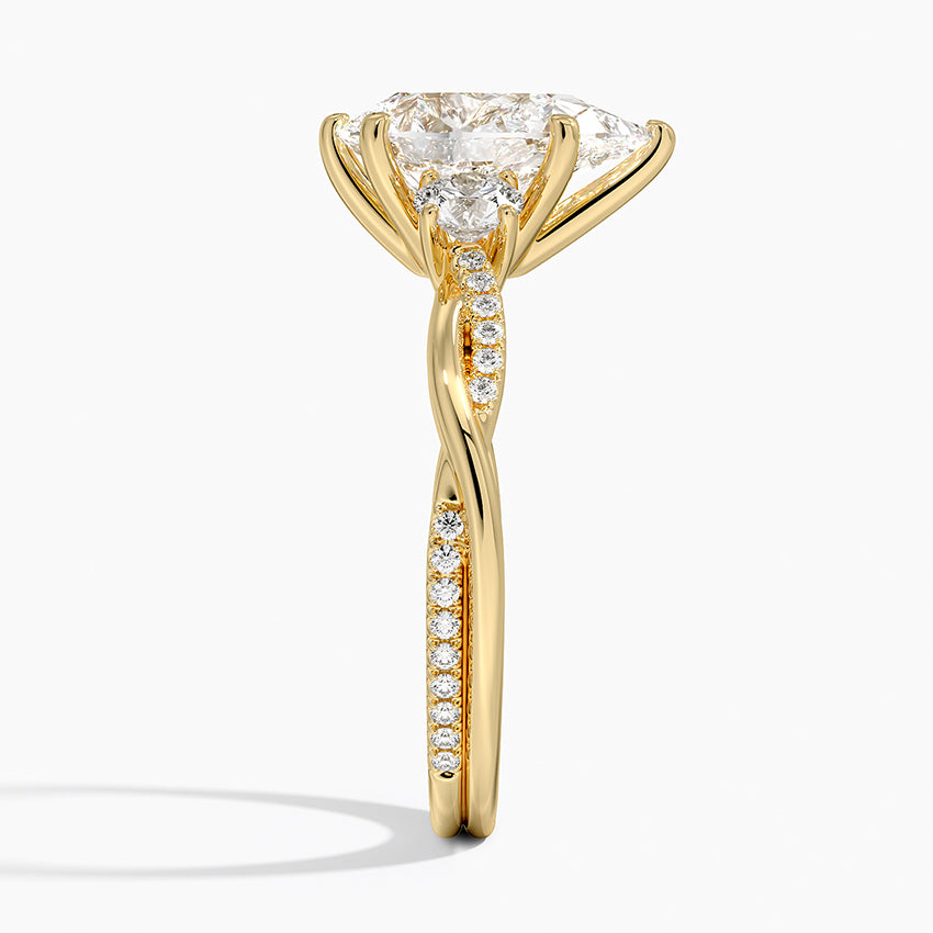 Three Stone Vine Moissanite Engagement Ring-VOOGME