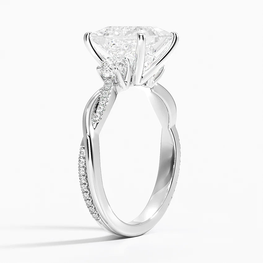 Three Stone Vine Moissanite Engagement Ring-VOOGME