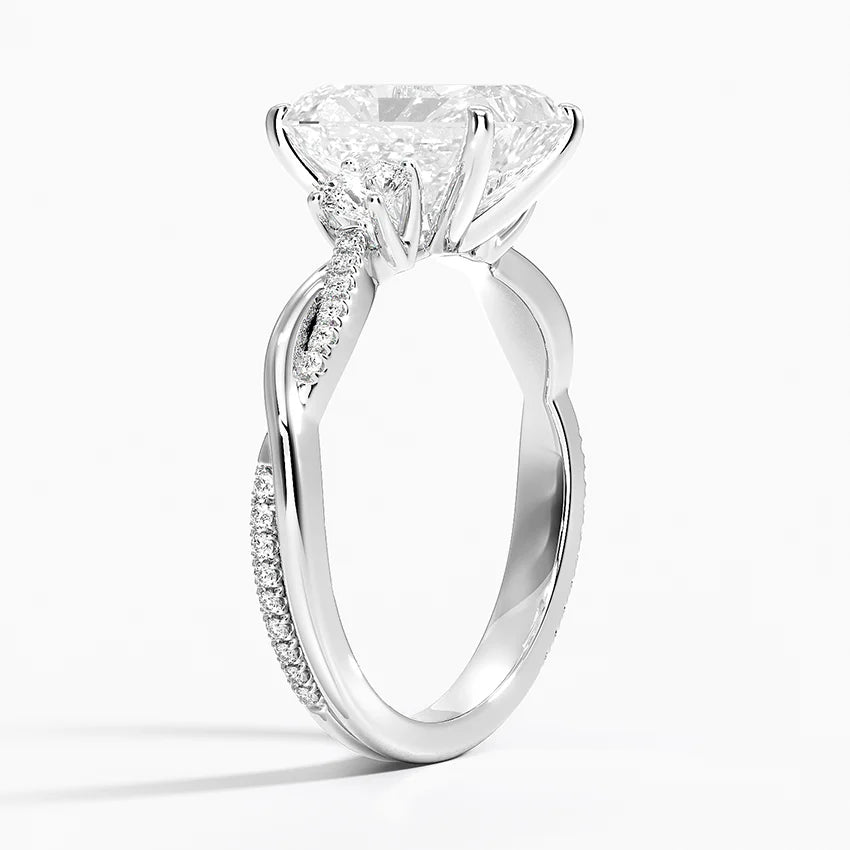 Three Stone Vine Moissanite Engagement Ring-VOOGME
