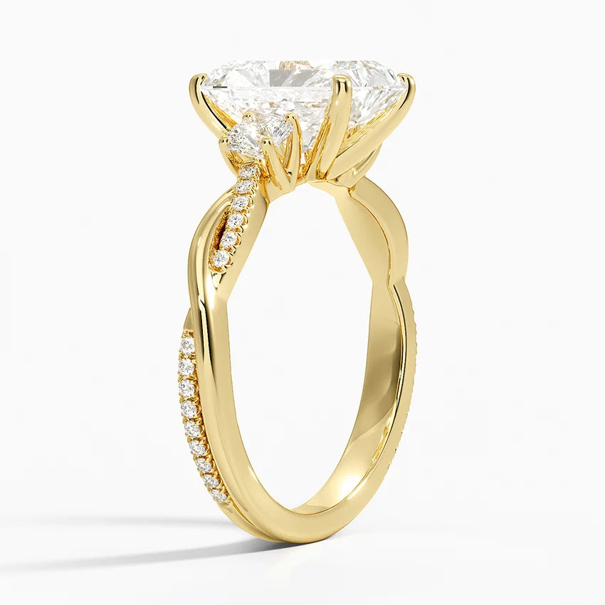 Three Stone Vine Moissanite Engagement Ring-VOOGME