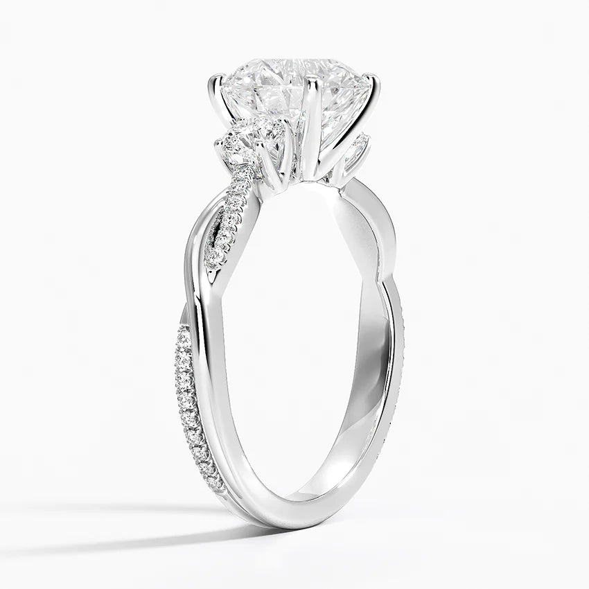 Three Stone Vine Moissanite Engagement Ring-VOOGME