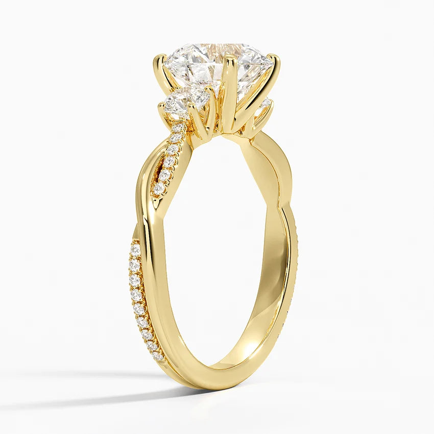 Three Stone Vine Moissanite Engagement Ring-VOOGME