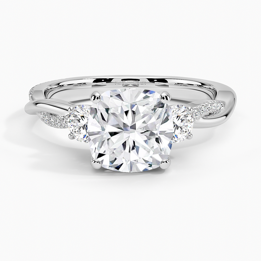 Three Stone Vine Moissanite Engagement Ring-VOOGME