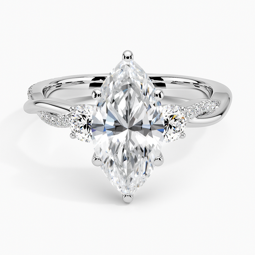 Three Stone Vine Moissanite Engagement Ring-VOOGME