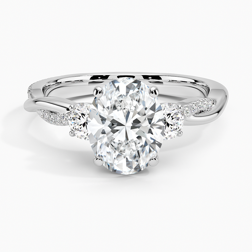 Three Stone Vine Moissanite Engagement Ring-VOOGME