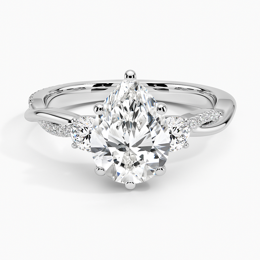 Three Stone Vine Moissanite Engagement Ring-VOOGME