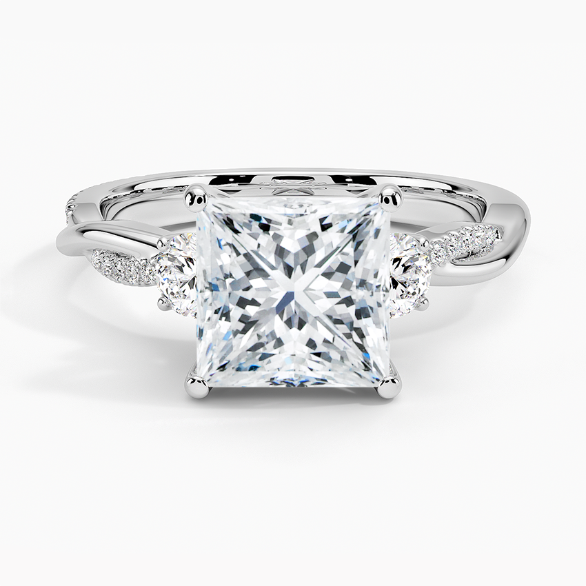 Three Stone Vine Moissanite Engagement Ring-VOOGME
