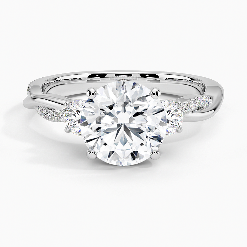 Three Stone Vine Moissanite Engagement Ring-VOOGME