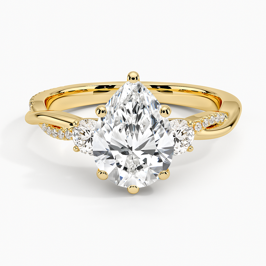 Three Stone Vine Moissanite Engagement Ring-VOOGME
