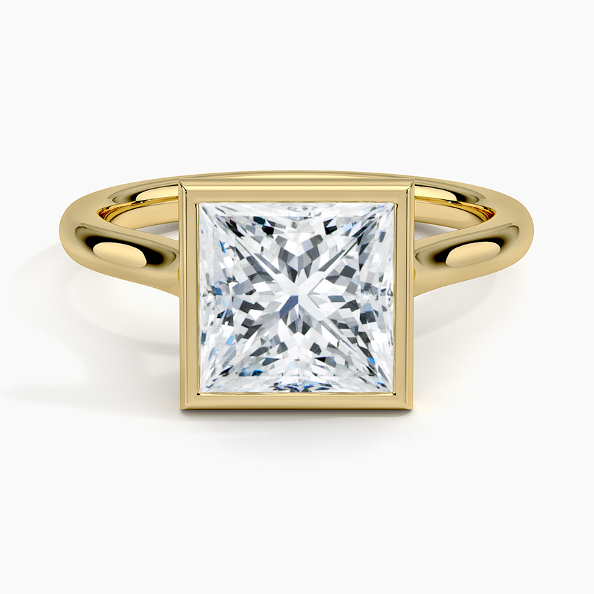 Solitaire Bezel Moissanite Engagement Ring-VOOGME