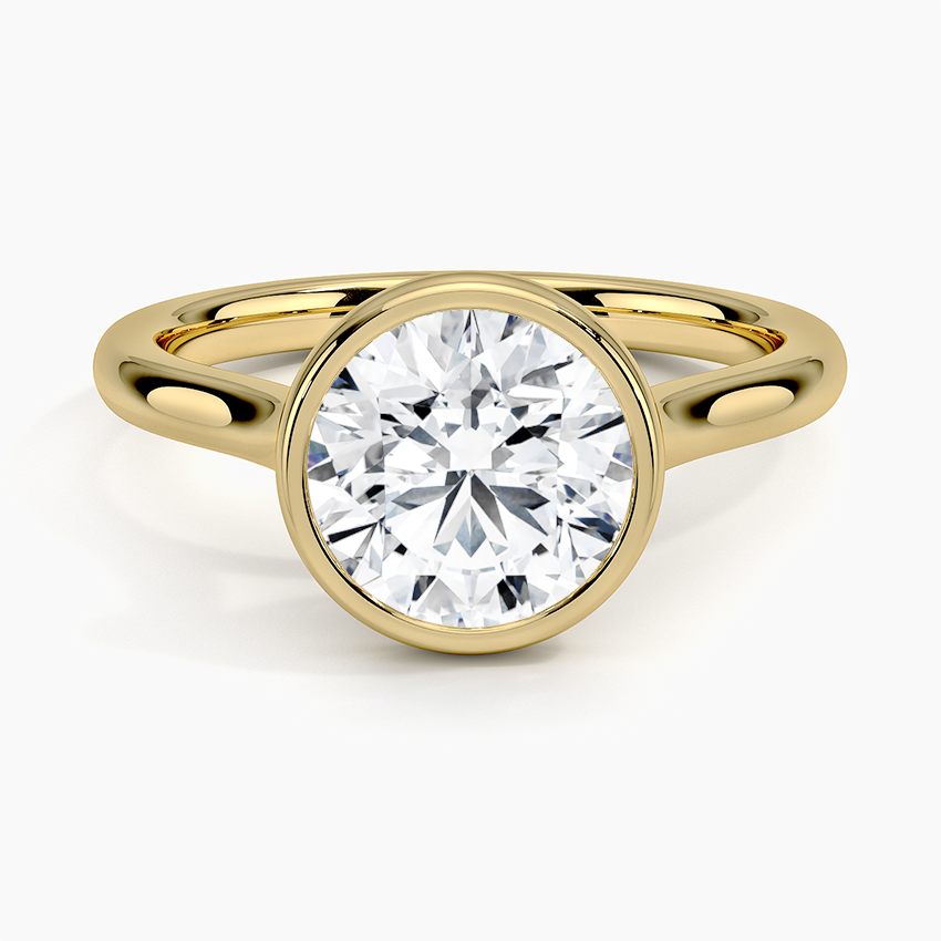 Solitaire Bezel Moissanite Engagement Ring-VOOGME