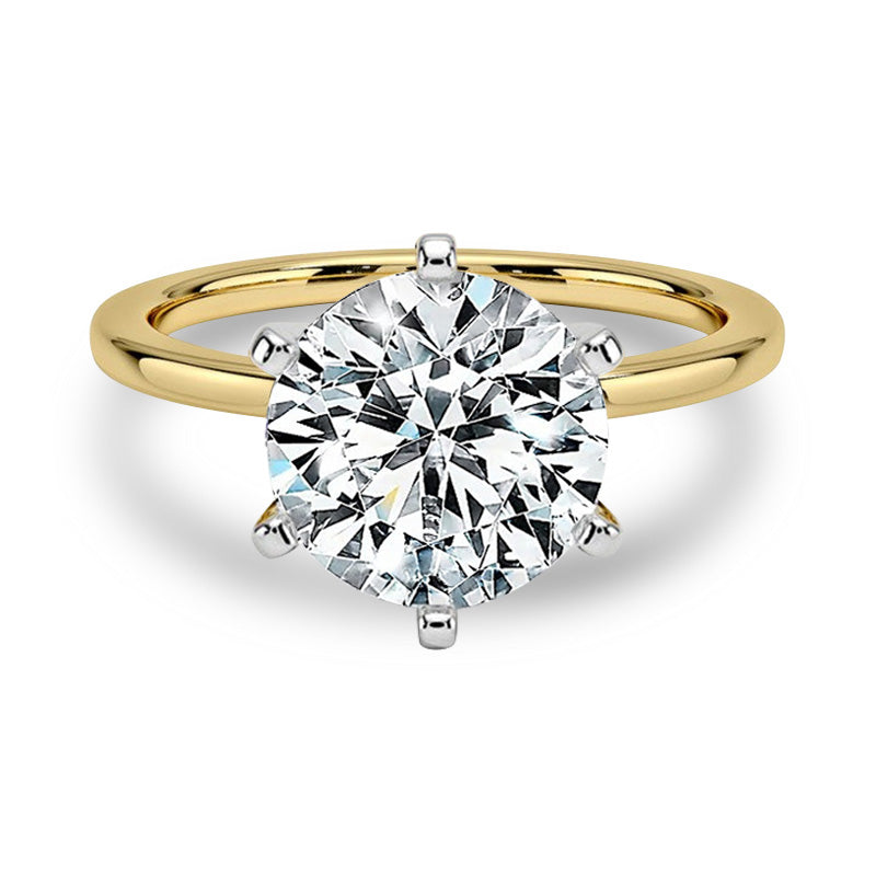 Mixed Metal Moissanite Engagement Ring-VOOGME