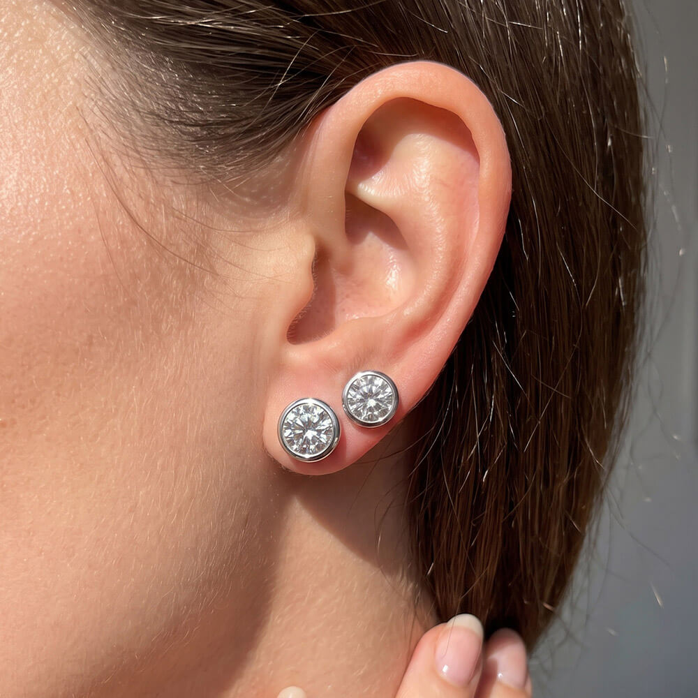Bubble Bezel Setting Moissanite Stud Earrings