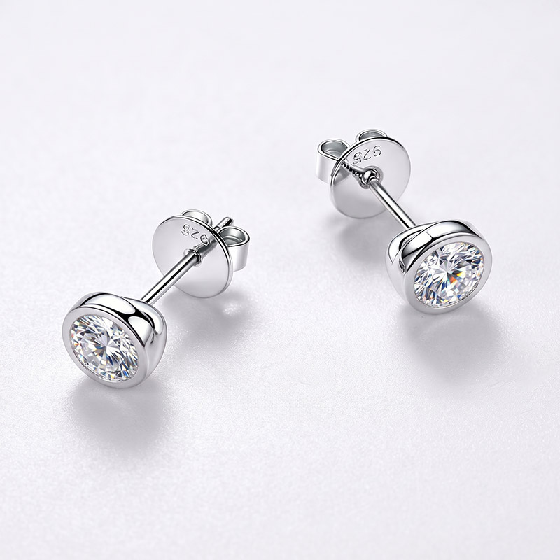 Bubble Bezel Setting Moissanite Stud Earrings