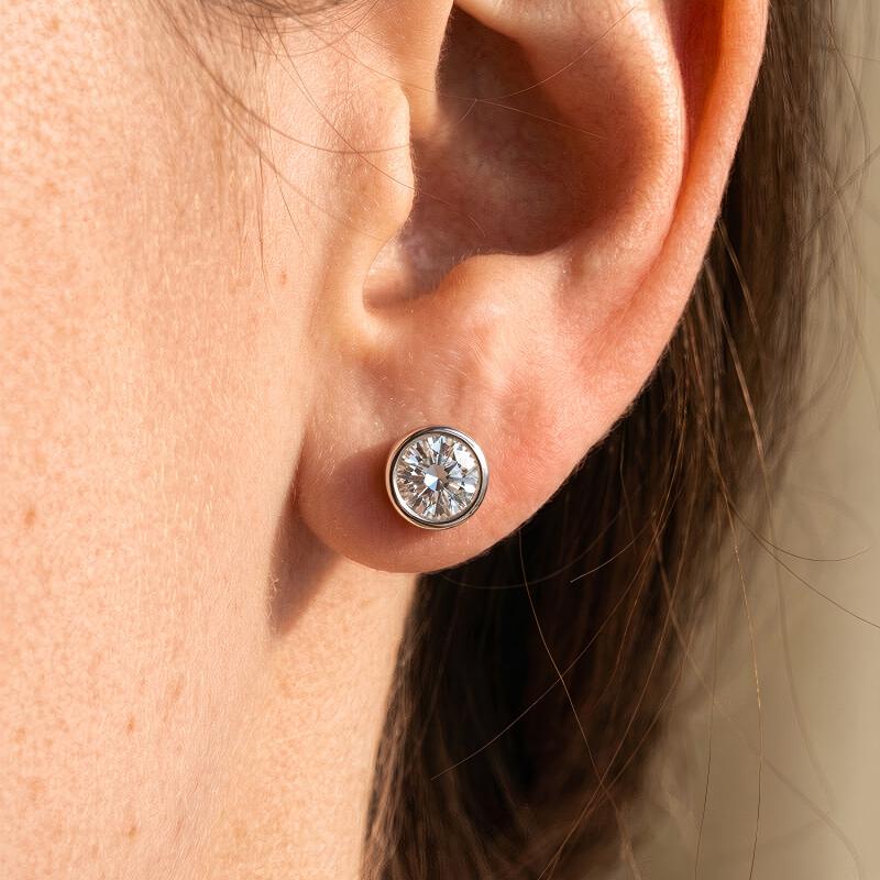 Bubble Bezel Setting Moissanite Stud Earrings