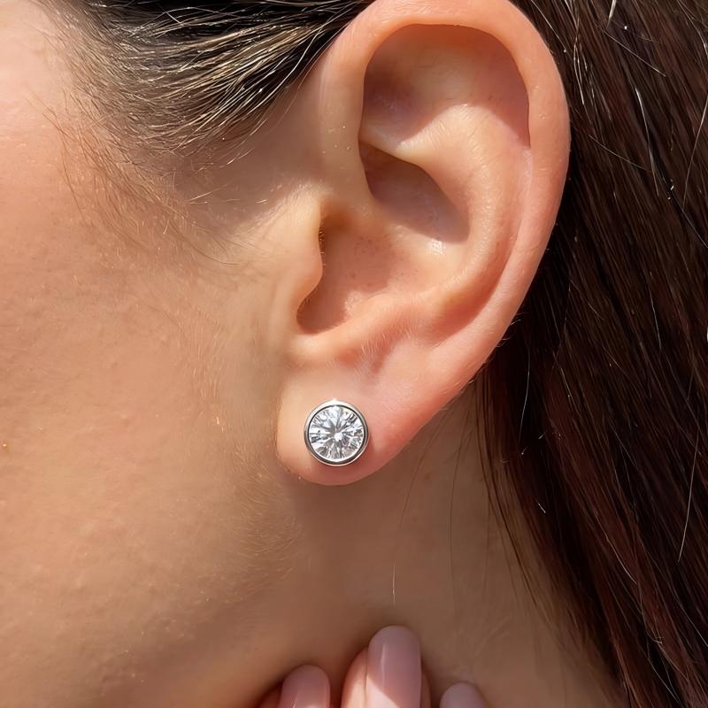 Bubble Bezel Setting Moissanite Stud Earrings