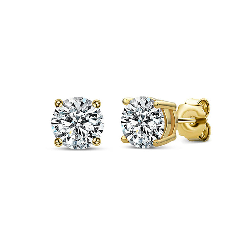 Basket Setting Four-Prong Moissanite Stud Earrings-VOOGME