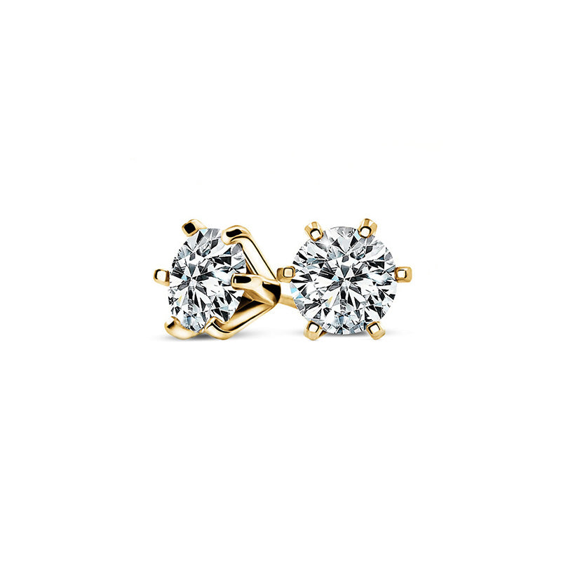 Stunning Classic Six-Prong Moissanite Stud Earrings-VOOGME
