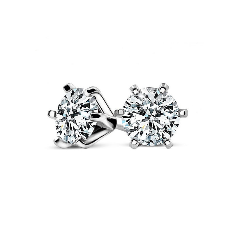 Stunning Classic Six-Prong Moissanite Stud Earrings-VOOGME