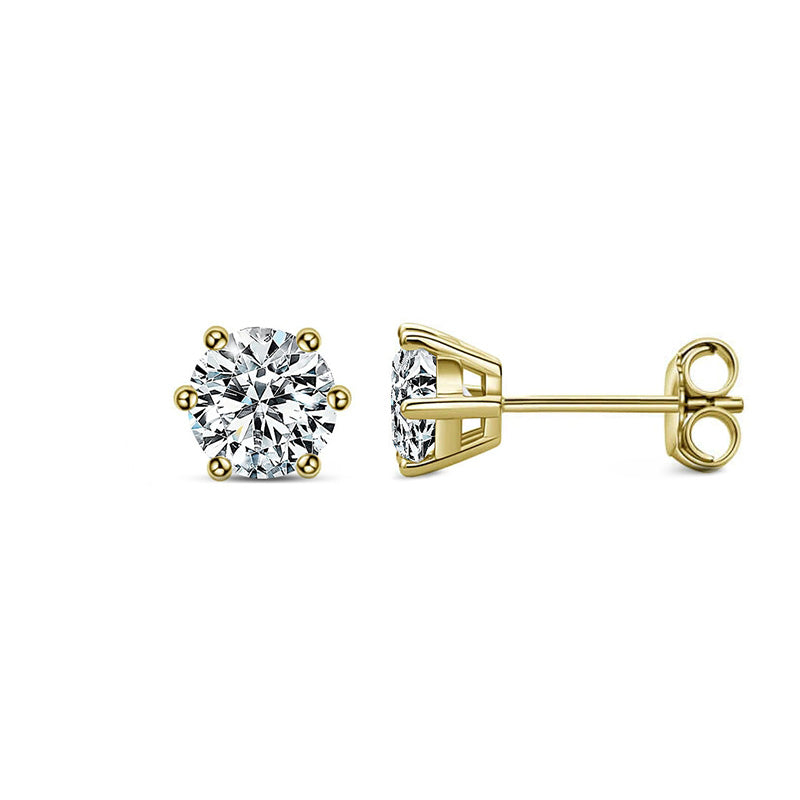 Basket Setting Six-Prong Moissanite Stud Earrings-VOOGME