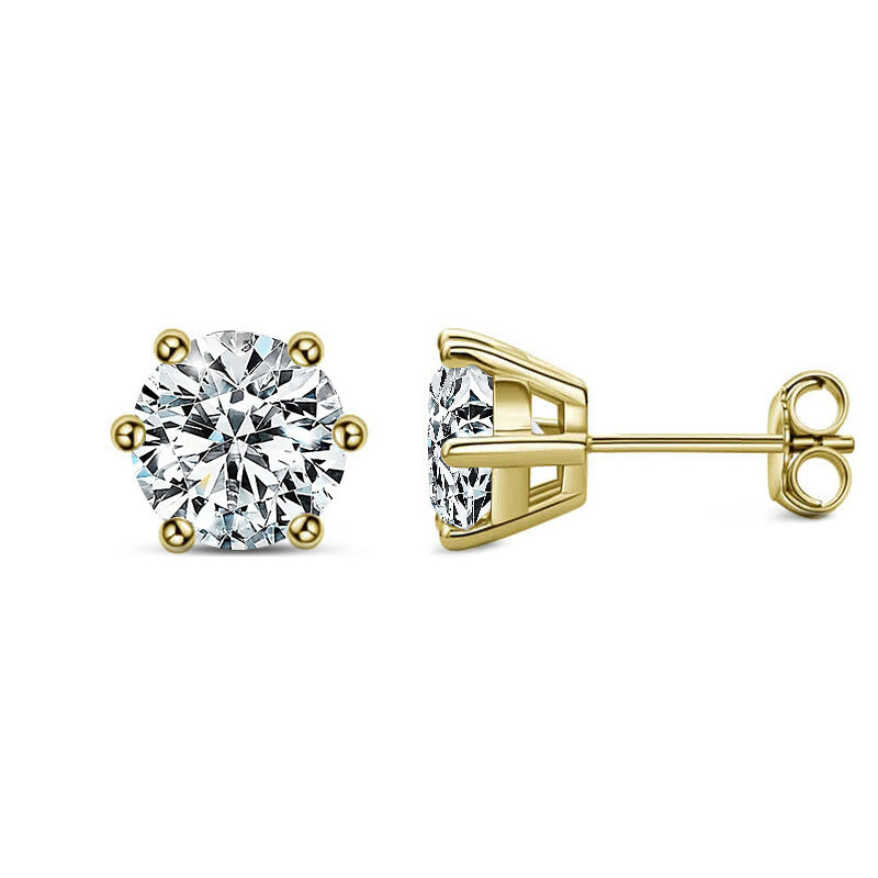 Basket Setting Six-Prong Moissanite Stud Earrings-VOOGME