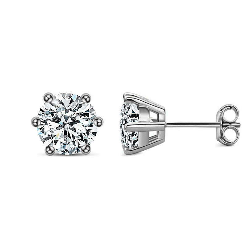 Basket Setting Six-Prong Moissanite Stud Earrings-VOOGME