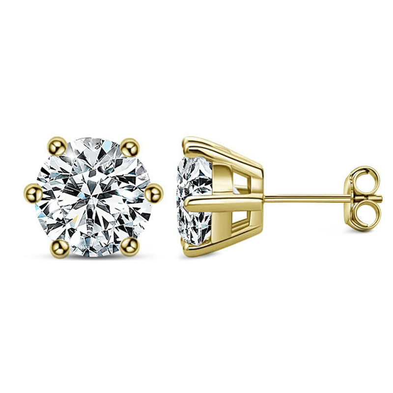 Basket Setting Six-Prong Moissanite Stud Earrings-VOOGME