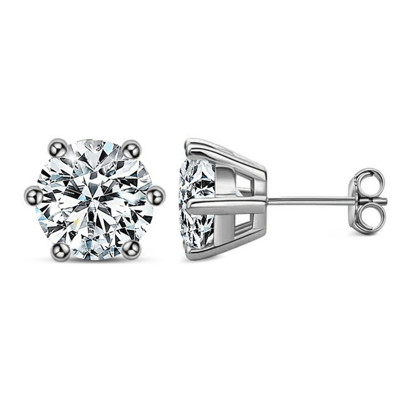 Basket Setting Six-Prong Moissanite Stud Earrings-VOOGME