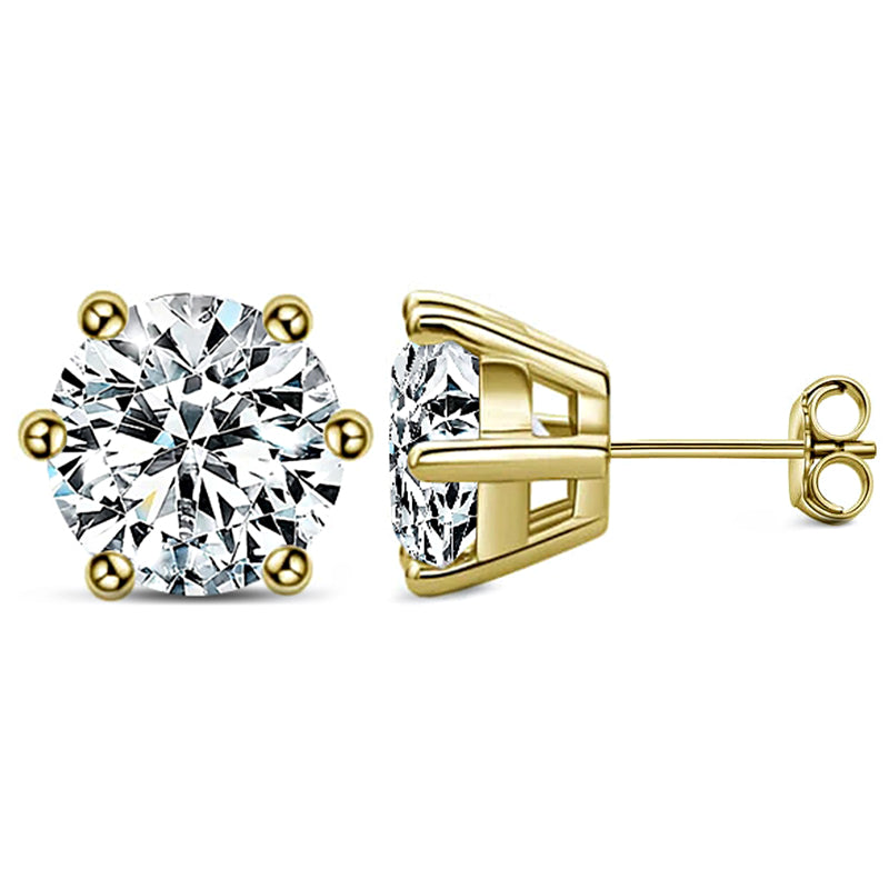 Basket Setting Six-Prong Moissanite Stud Earrings-VOOGME