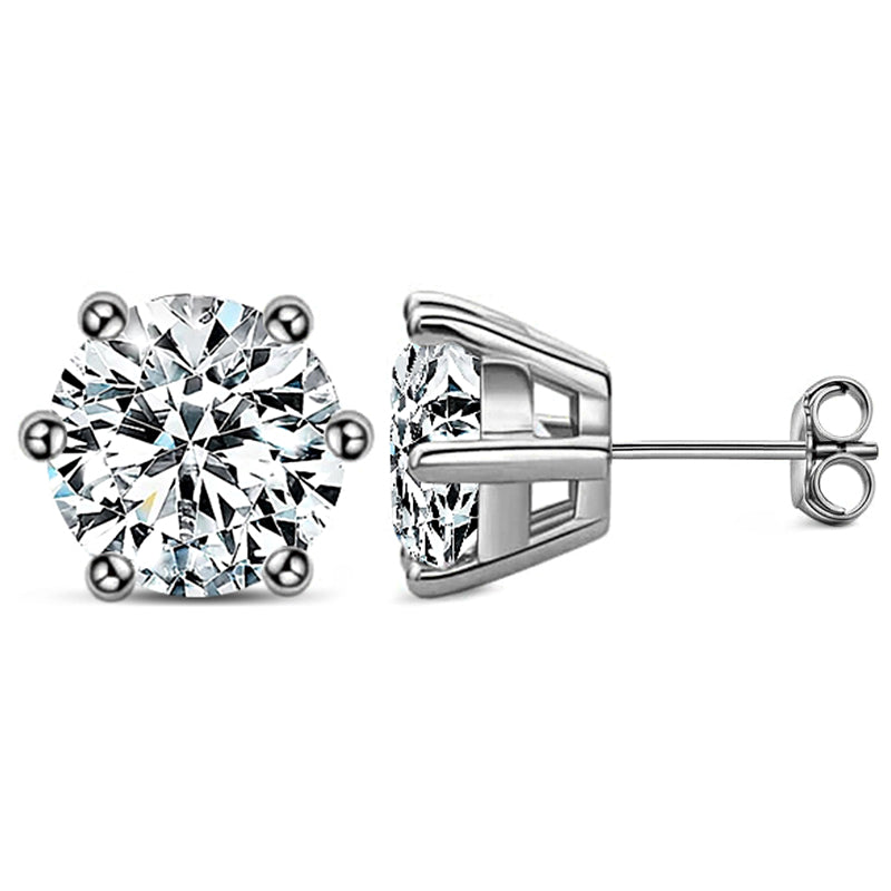 Basket Setting Six-Prong Moissanite Stud Earrings-VOOGME