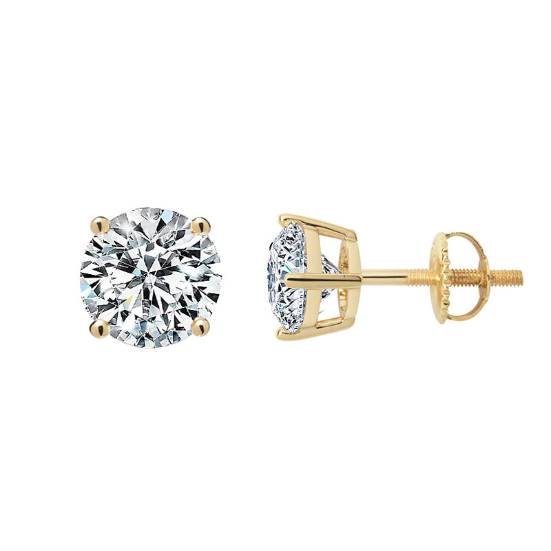 Four-Prong Screw Back Moissanite Earrings