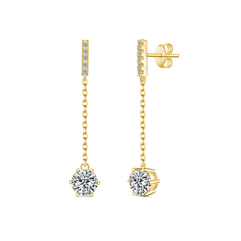 Basket Setting Moissanite Drop Earrings (1.0 ct.tw.)-VOOGME