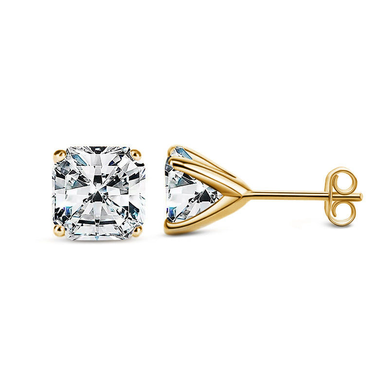 Four-Prong Martini Setting Asscher Moissanite Stud Earrings-VOOGME