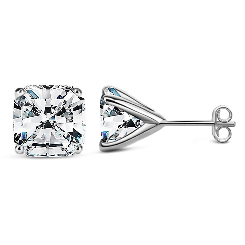 Four-Prong Martini Setting Asscher Moissanite Stud Earrings-VOOGME