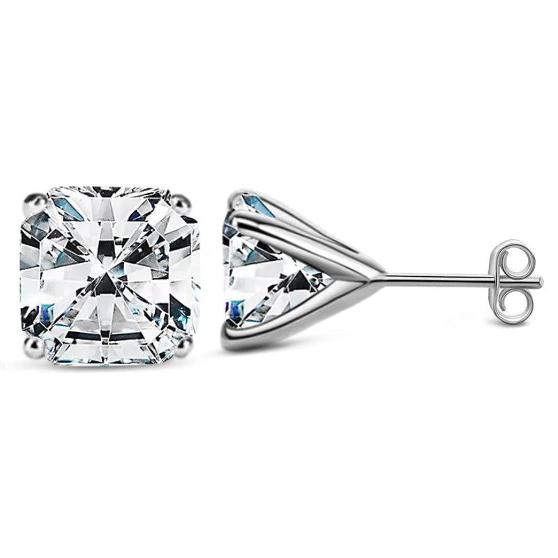 Four-Prong Martini Setting Asscher Moissanite Stud Earrings-VOOGME
