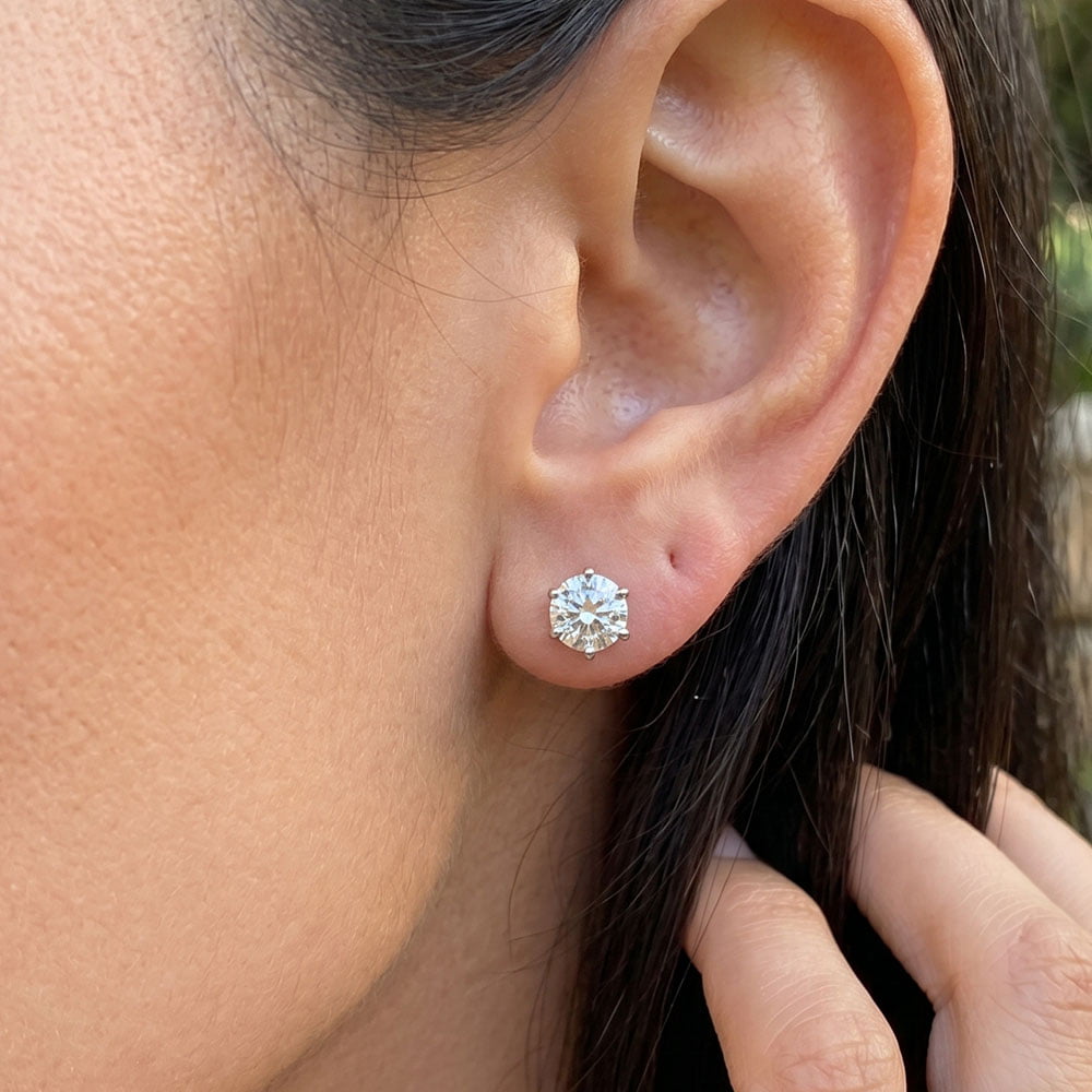 Six Prong Screw Back Moissanite Earrings