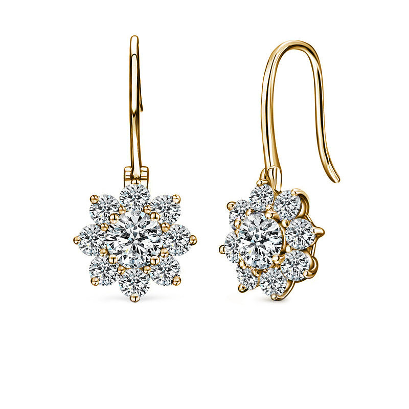 Sunflower Round Moissanite Drop Earrings-VOOGME