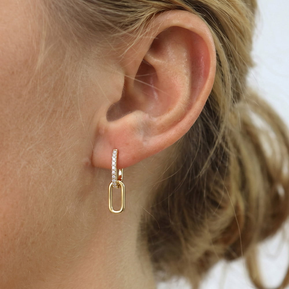 Paperclip Moissanite Drop Earrings