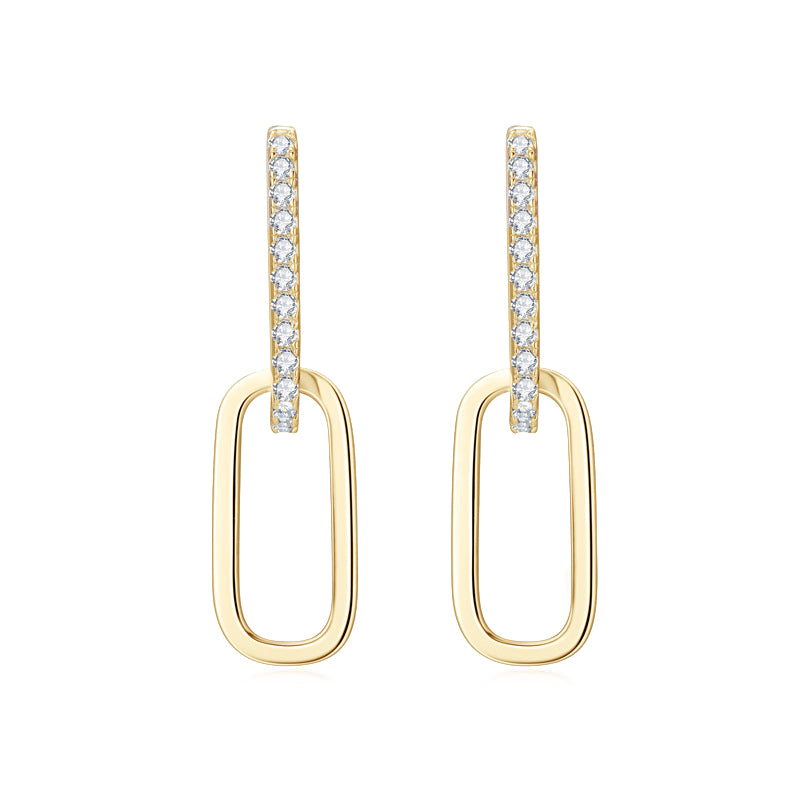 Paperclip Moissanite Drop Earrings-VOOGME