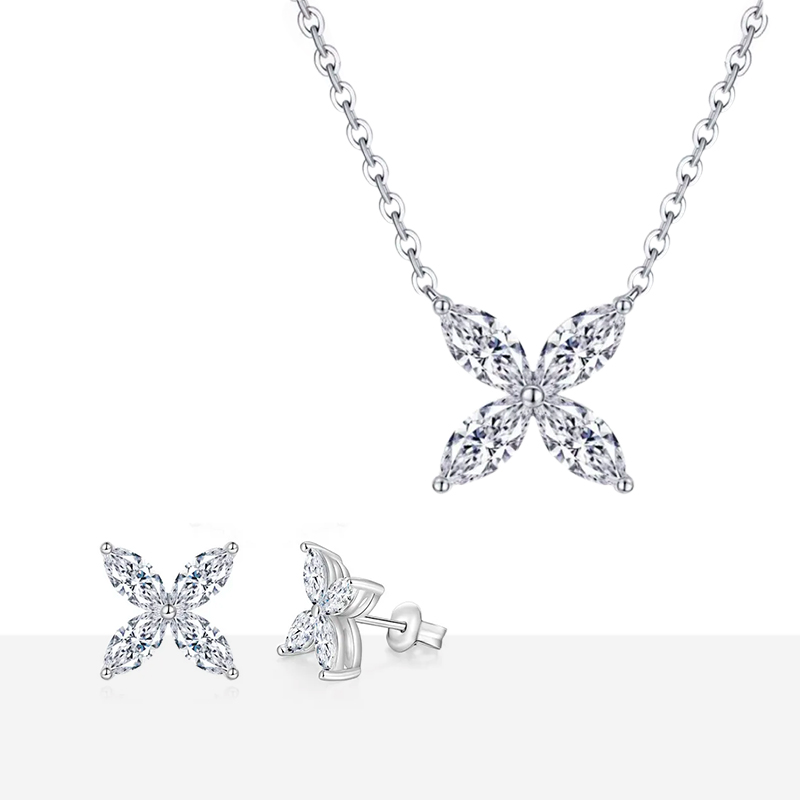 Four Leaf Clover Moissanite Set