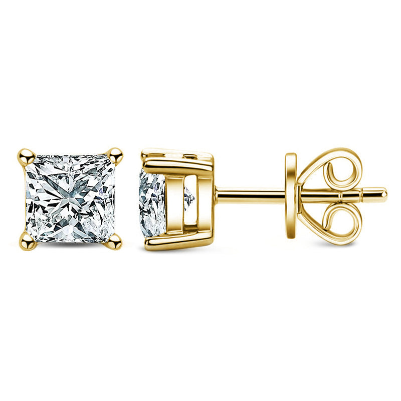 Princess Shape Moissanite Stud Earrings-VOOGME