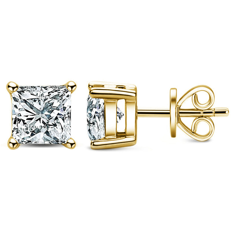 Princess Shape Moissanite Stud Earrings-VOOGME