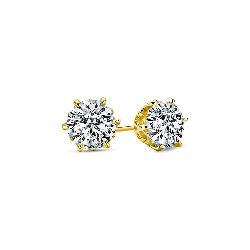 Pattern Six-Prong Moissanite Stud Earrings-VOOGME