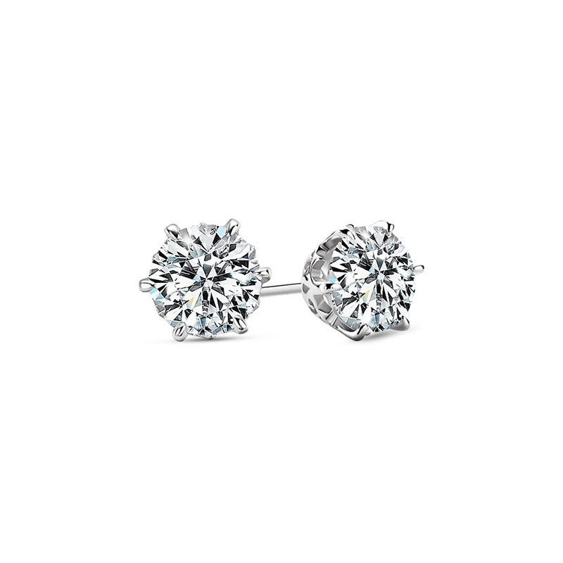 Pattern Six-Prong Moissanite Stud Earrings-VOOGME